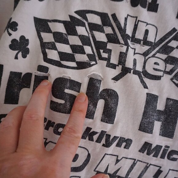 VTG Y2K Fruit Of The Loom Stock Car 400 Mile  Race Irish Hills White T-Shirt L - Picture 12 of 13